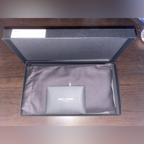 NWT YSL BLACK Monogram Grain De Poudre Zip-Around Wallet - Picture 5 of 12